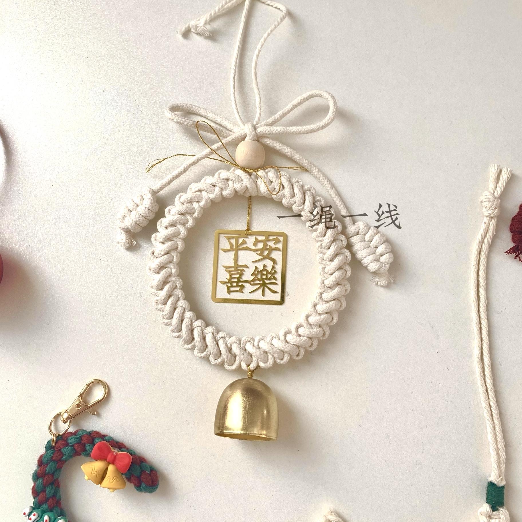 ins风超火diy手工车挂编织蝴蝶结挂件门饰生日礼物伴手礼铜铃铛挂