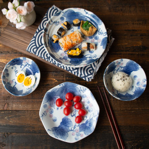 有谷窑日本进口山葡萄釉下彩日式家用高级餐具饭碗面碗陶瓷菜盘子