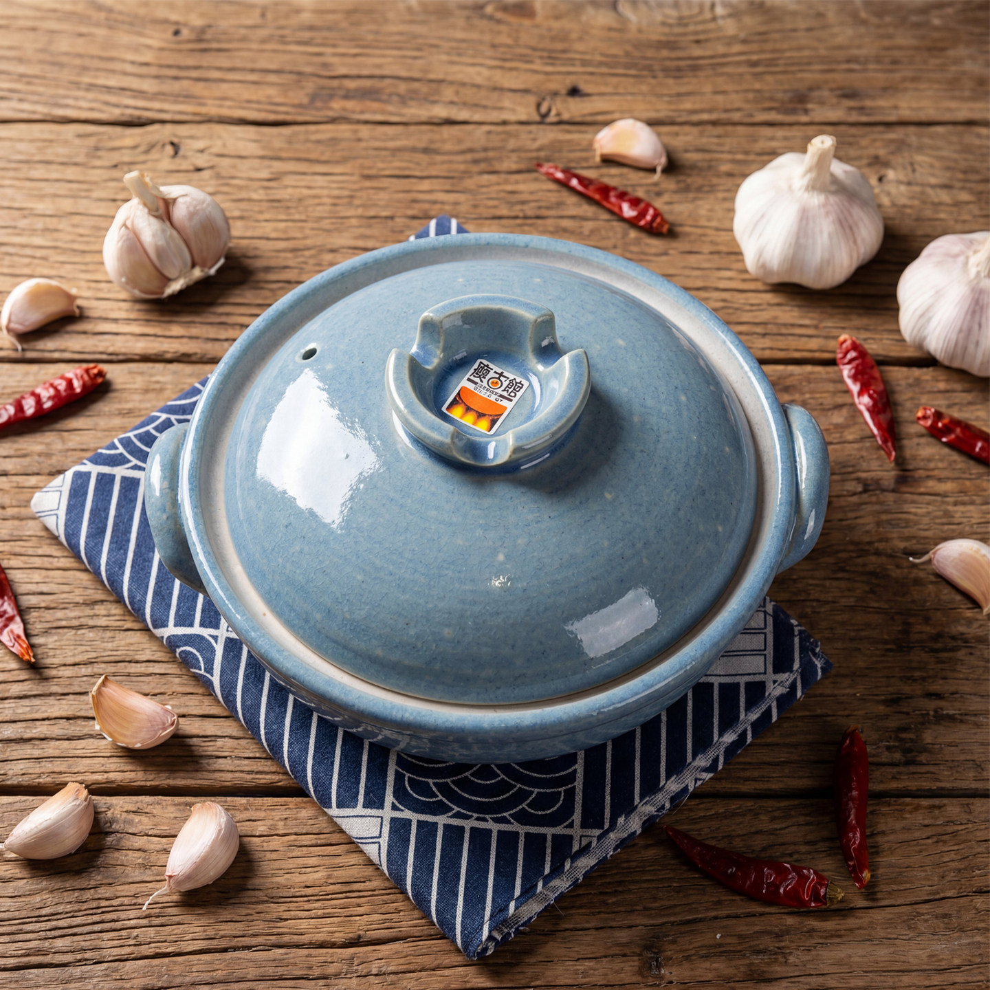 万古烧土锅日本进口砂锅蓝釉家用浅口炖锅陶土锅煲汤沙锅煲仔饭锅