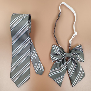 日系手打款领带男领花领结蝴蝶结女粉色条纹灰咖甜美可爱学生装饰