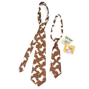 复古咖啡白色猫咪复古手打长领带男免打短款女学生印花可爱百搭潮