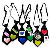 DIY免打短小领带男儿童度假风贴布标爱心填充棉夸张个性 学生女潮