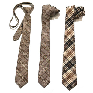 免打拉链领带女款配饰英伦风复古美拉德色系卡其格子学生拍照百搭