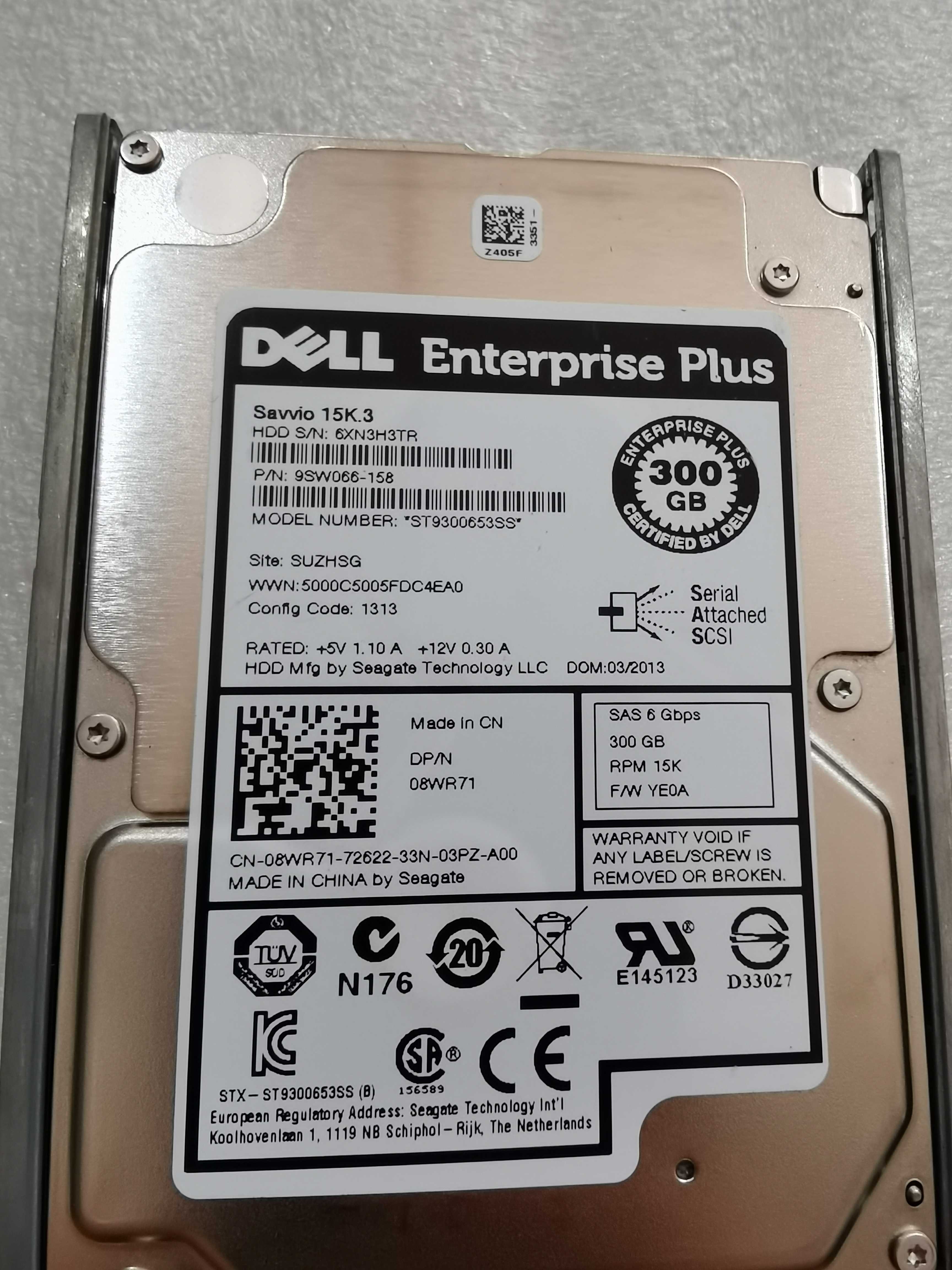 Dell 300G 15K SAS 8WR71 0FJM3K EqualLogic PS4110 PS6210存储