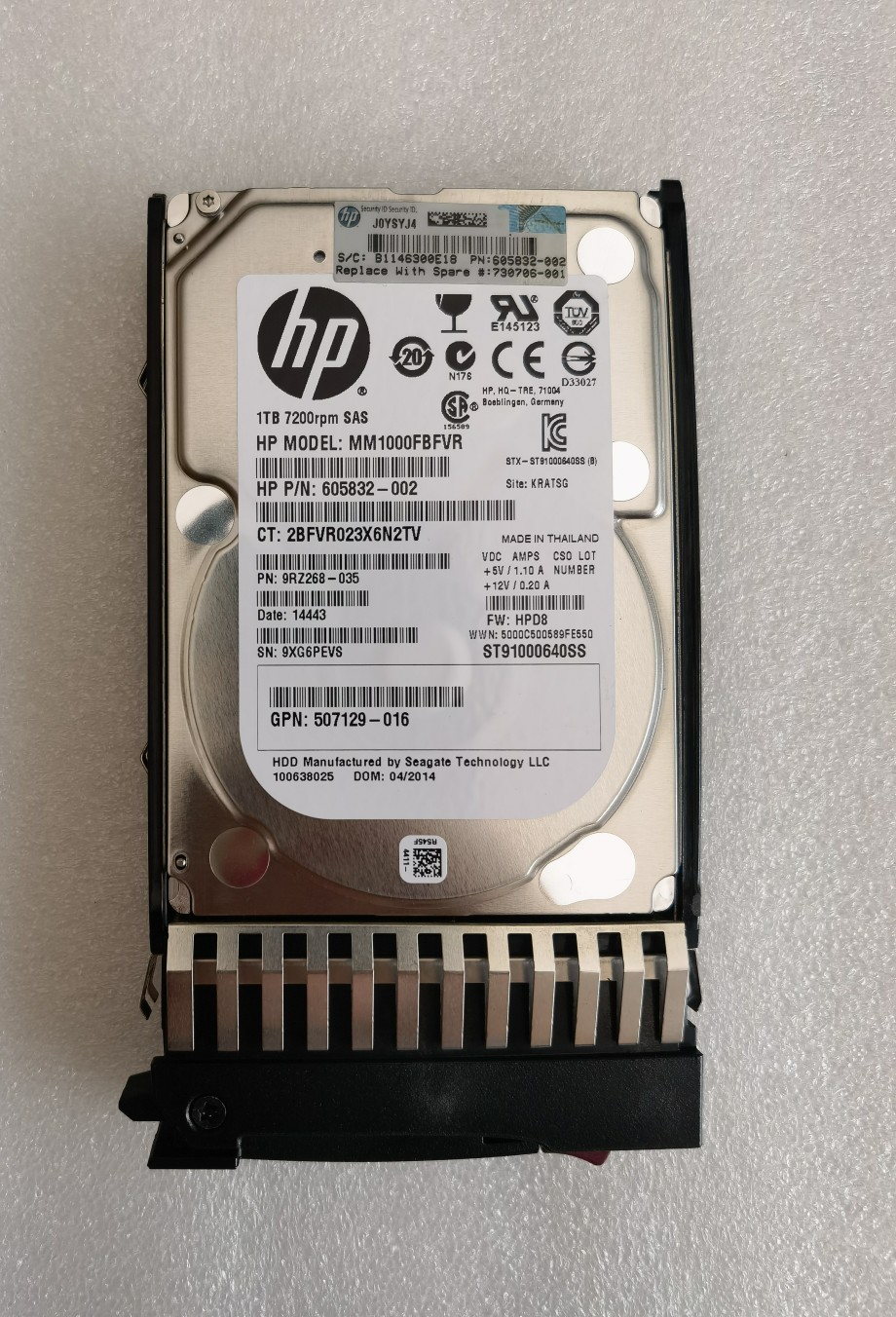 HP C8S62A 730706-001 605832-002 1T SAS 7.2K 2.5 MSA2040 1040