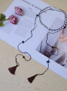 设计师小众款配饰挂链清冷感长款水晶流苏项链独特时尚毛衣链女