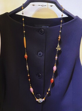 手工DIY串珠项链优雅长款水晶装饰链挂件复古毛衣链高级感饰品女