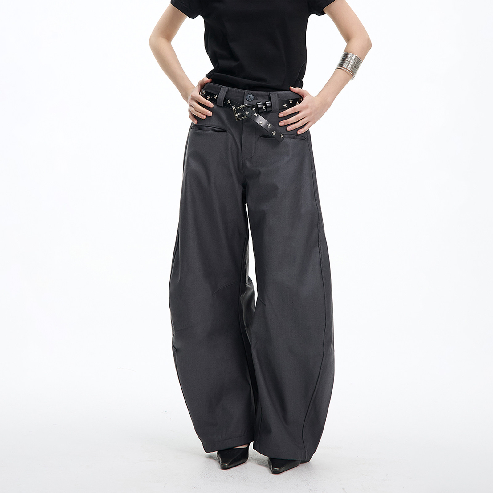 JUMPNEXT美式复古cleanfit弯刀休闲西装裤男女显瘦垂感拖地阔腿裤