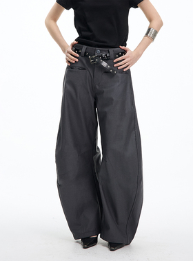 JUMPNEXT美式复古cleanfit弯刀休闲西装裤男女显瘦垂感拖地阔腿裤