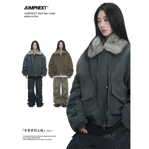 JUMPNEXT可拆卸毛领夹棉夹克