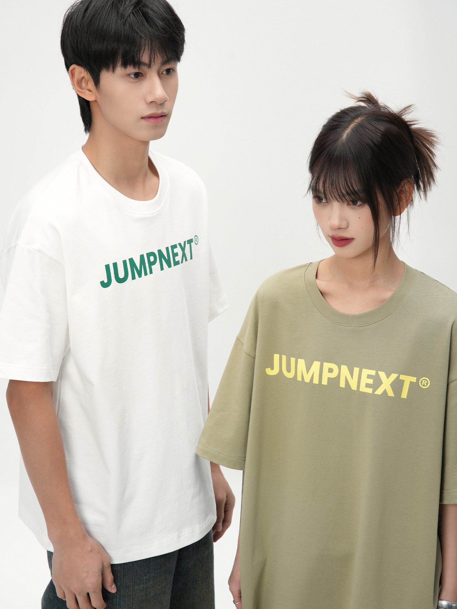JUMPNEXT 国潮牌字母印花短袖t恤男女情侣宽松休闲圆领半袖上衣