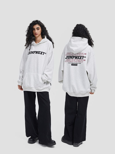 JUMPNEXT字母刺绣连帽卫衣