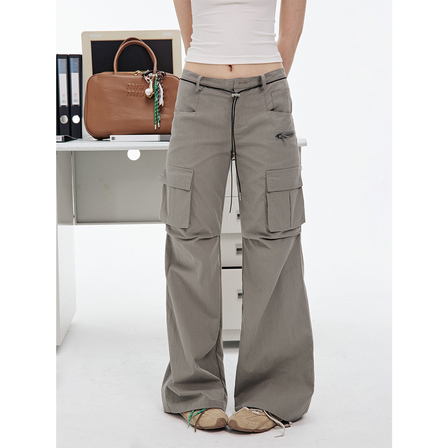 JUMPNEXT复古辣妹微喇工装裤