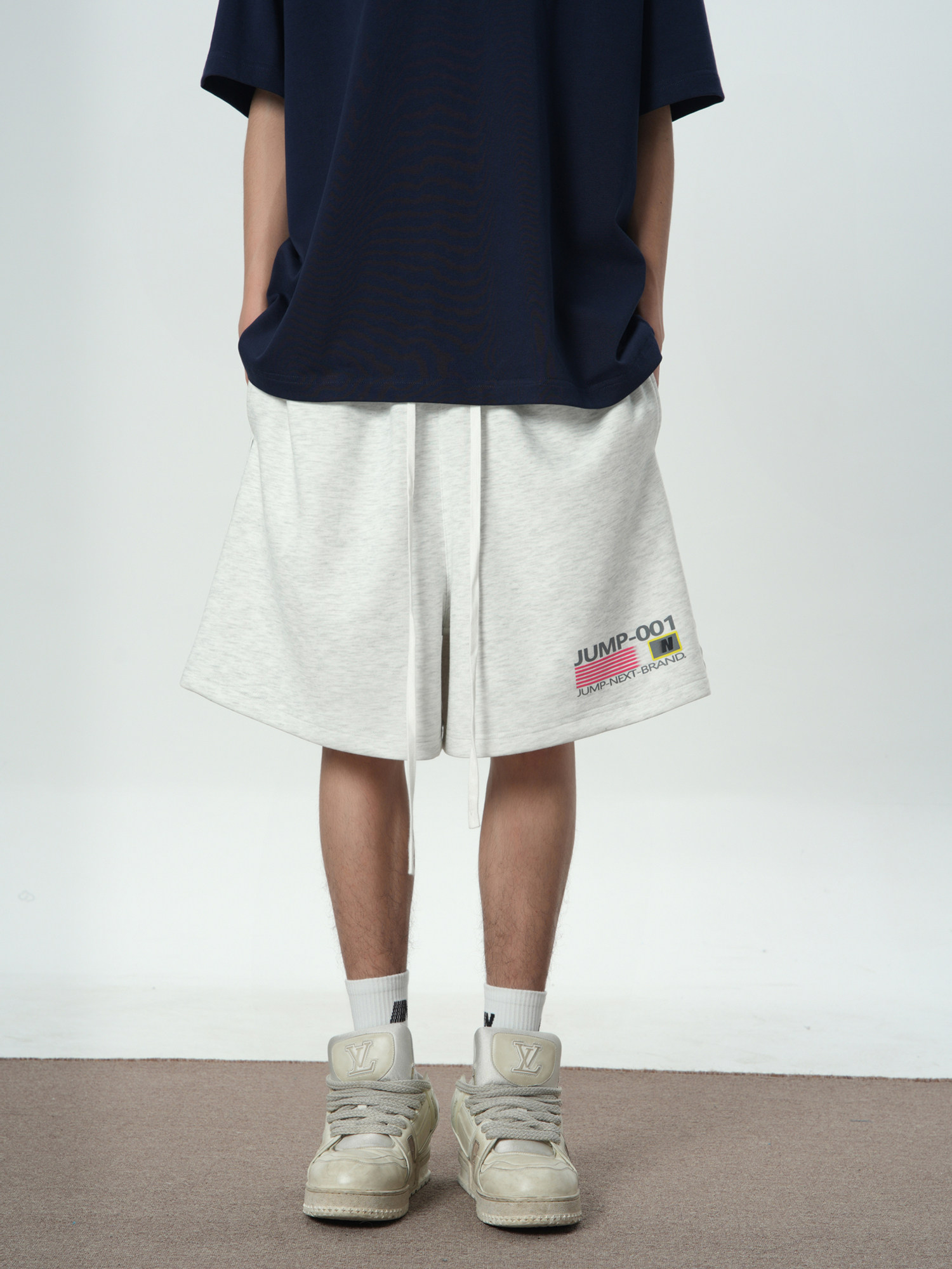 JUMPNEXT国潮美式N字图案印花短裤男女夏季宽松运动五分裤休闲裤