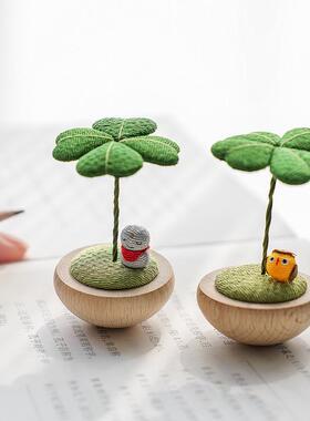 摇摇四叶草 日本进口龙虎作不倒翁布艺摆件可爱创意车载祝福礼物