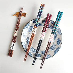 【清仓】日本石田/sunlife进口天然木筷子防滑尖头家用情侣筷托架