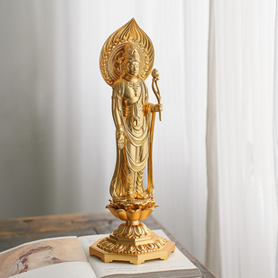 圣观音菩萨 进口镀金佛像摆件 大慈观音观世音生肖鼠年守护本尊