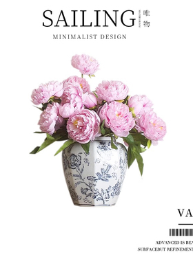 Sailing艺术感陶瓷花瓶青花瓷国风中式复古瓷器客厅插花装饰摆件