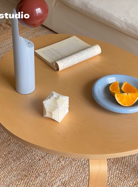 韩系简约异形茶几ins奶油风实木博主同款边几家用小户型组合茶桌