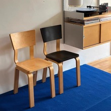 北欧中古实木餐椅家用小户型靠背椅现代简约设计师款多巴胺BC40椅