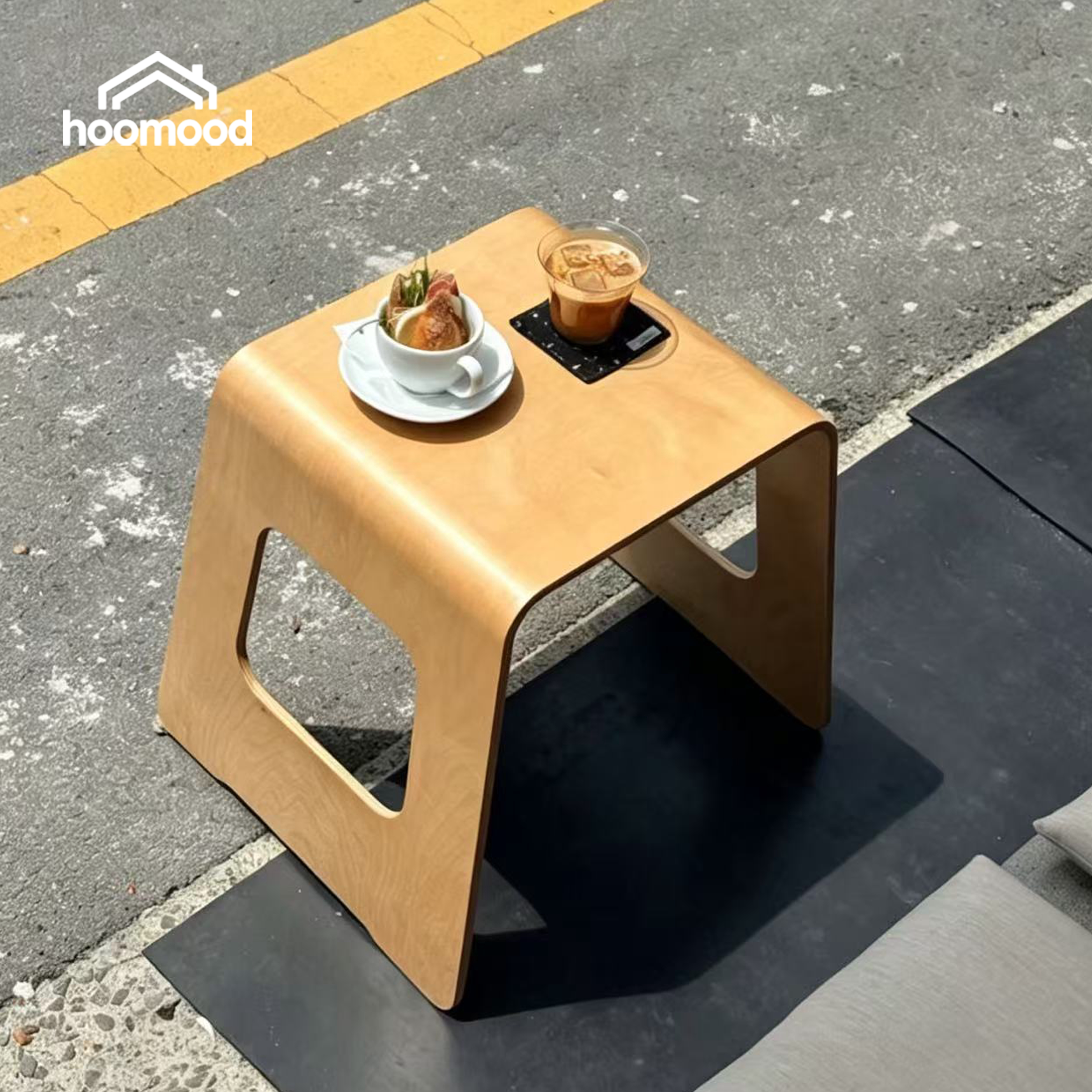 韩系ins咖啡店茶几原木色小户型家用矮凳简约现代风边几多功能凳