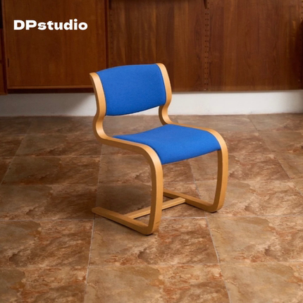 中古设计师款悬臂椅轻奢曲木书房实木靠背椅咖啡厅民宿单人休闲椅