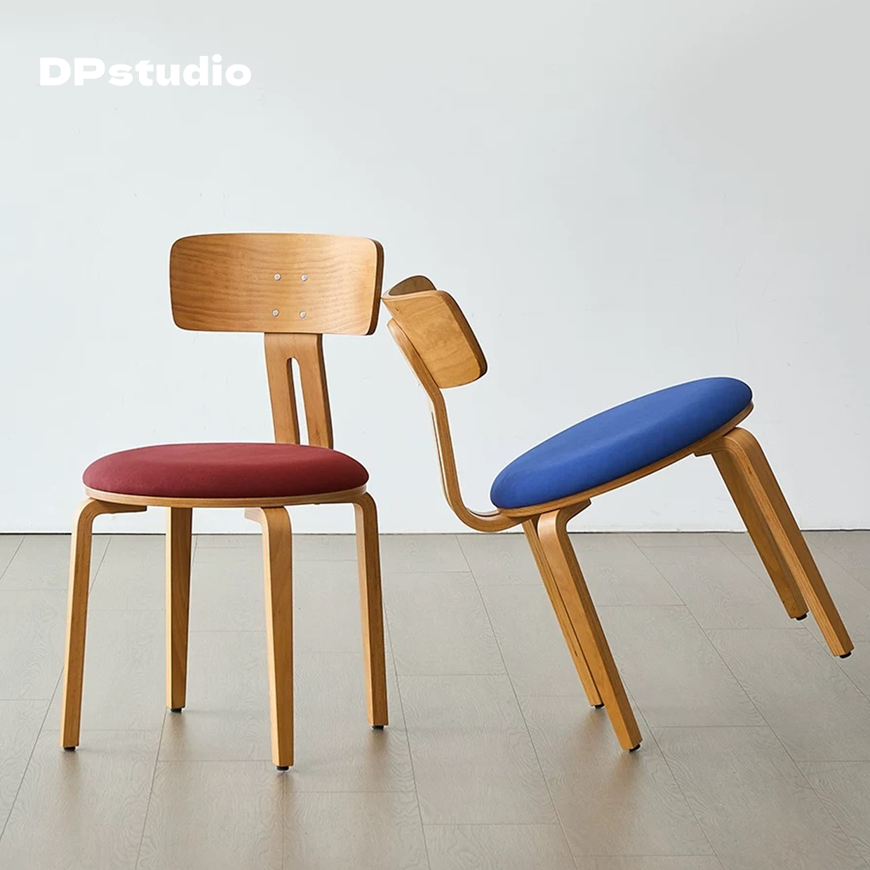 中古风实木餐椅小众多巴胺复古轻奢靠背椅家用包豪斯单人休闲椅子