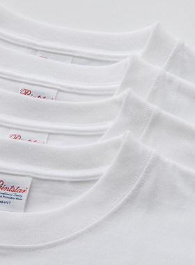 Printstar品时达250g重磅纯棉圆领短袖T恤纯色打底衫纯白上衣男女