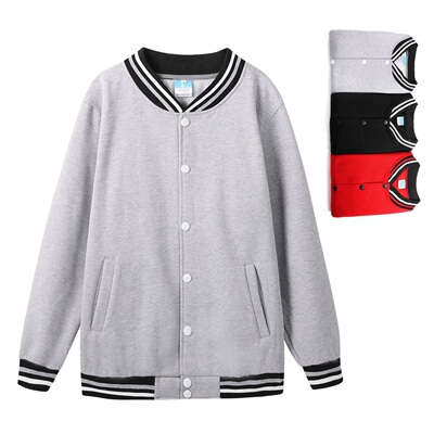 纯棉棒球服单排扣立领休闲卫衣