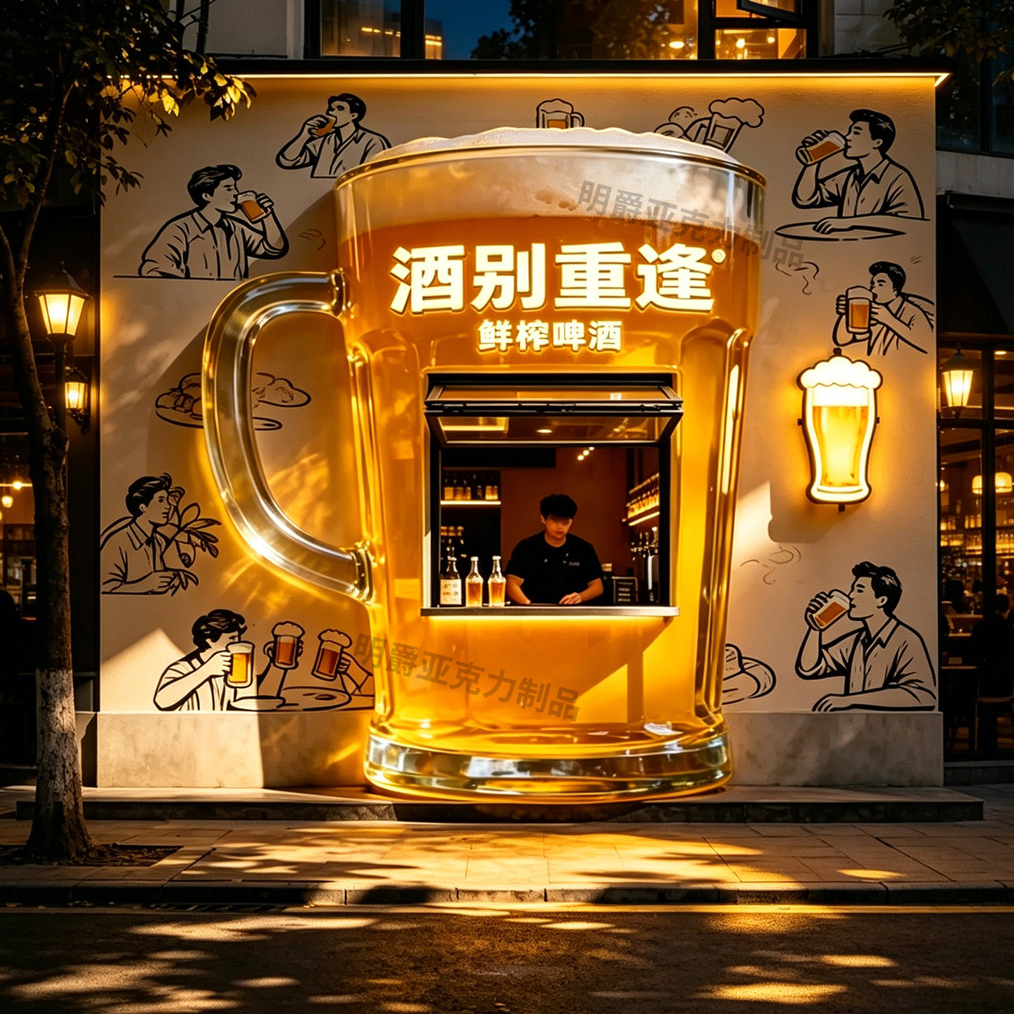 酒吧酒馆立体门头巨型仿真啤酒杯商业美陈引流装置摆件打卡墙雕塑