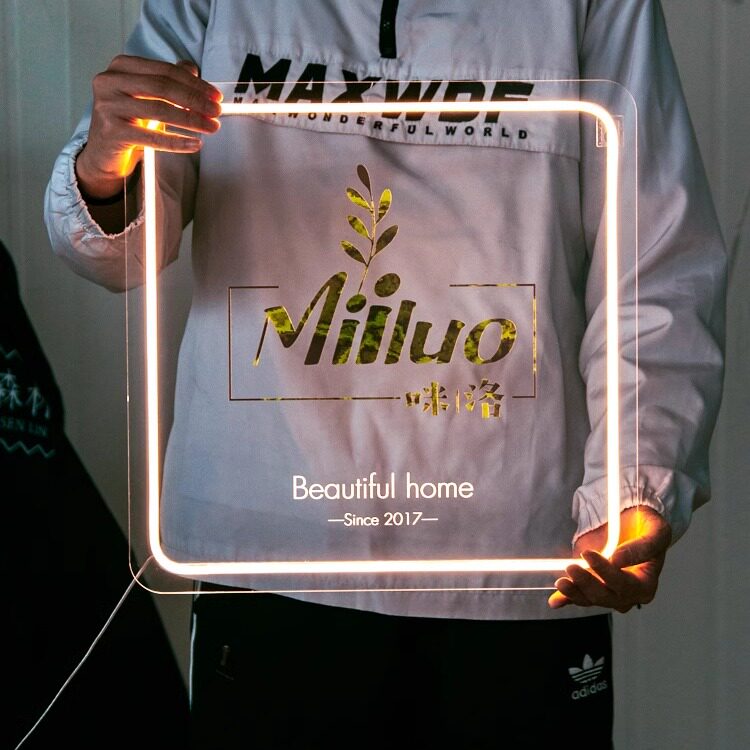 亚克力霓虹灯发光logo门牌工作室透明灯牌公司招牌灯箱广告牌定制