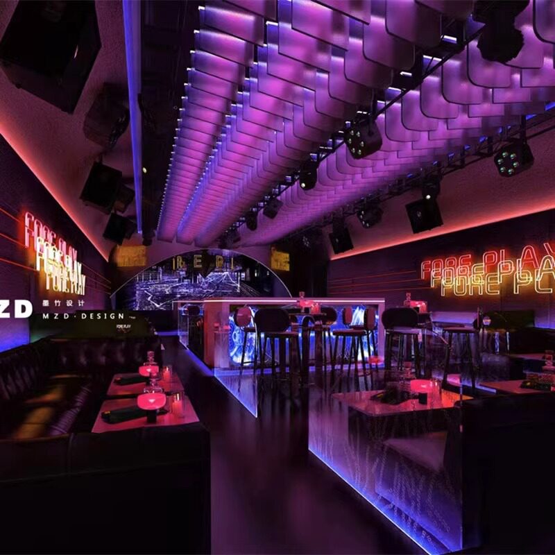 幻彩导光板激光雕刻酒吧夜场KTV夜总会招牌室内氛围灯光装修设计