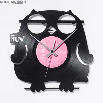 黑胶唱片个性风创意时钟