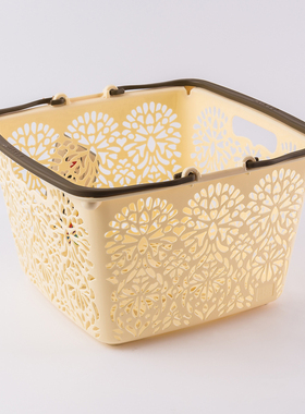 日本原装进口MAHALO创意正方形购物篮手提蓝收纳篮塑料筐36cm紫色