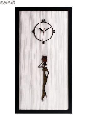 韩国进口dawon deco手绘3D非洲女孩个性创意墙壁装饰画框挂钟时钟