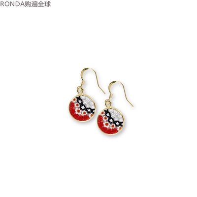 意大利时尚风玻璃红色耳坠
