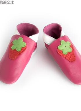 新西兰进口PITTER PATTER牛皮女宝宝学步鞋婴儿软底鞋 防滑地板鞋