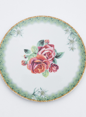 德国Seltmann Weiden友谊之花创意西餐盘牛排盘子平盘绿色22.5cm