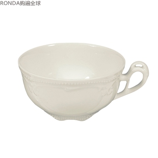 Weiden乳白色欧式 德国进口seltmann 陶瓷下午茶杯咖啡杯杯垫210ml