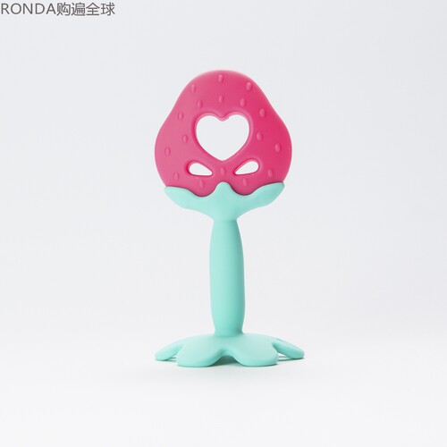 韩国 Mathos Loreley宝宝草莓水果硅胶咬牙胶 咬咬胶 婴儿磨牙棒
