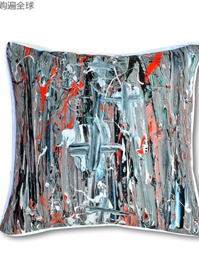 澳洲进口 SQ STUDIO创意鸭绒填充方形亚麻棉沙发靠垫靠枕抱枕45cm