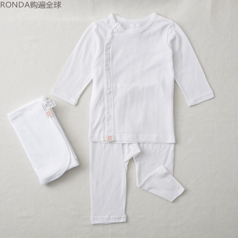 KOREA COSCLO KOREAN PAPER FOUR SEASONS BABY UNDERWEAR BABY BLANKET BABY LONG SLEEVE TOP PANTS SET 0-2 YEARS OLD