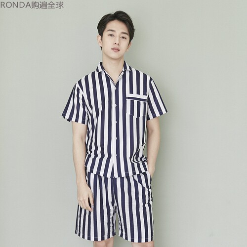 韩国进口短裤休闲服条纹睡衣套装