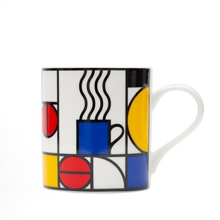 德国进口KOENITZ骨瓷马克杯桌面水杯子咖啡杯创意带手柄 蒙德里安