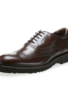 意大利原装进口germano bellesi系带花纹圆头牛皮鞋男皮鞋445深棕