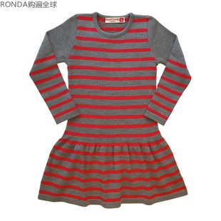 德国wool 裙子条纹羊毛针织女孩女童连衣裙 candy 10岁 儿童长袖