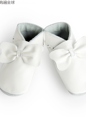 新西兰PITTER PATTER 真皮 牛皮婴儿软底鞋子女宝宝学步鞋 蝴蝶结