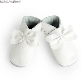 新西兰PITTER PATTER 真皮 牛皮婴儿软底鞋子女宝宝学步鞋 蝴蝶结