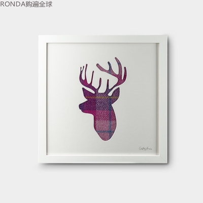 英国鹿头木质装饰画挂画
