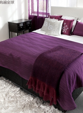 芬兰进口Lennol 神游欧式双人紫色加厚超大床单床盖单件250x260cm